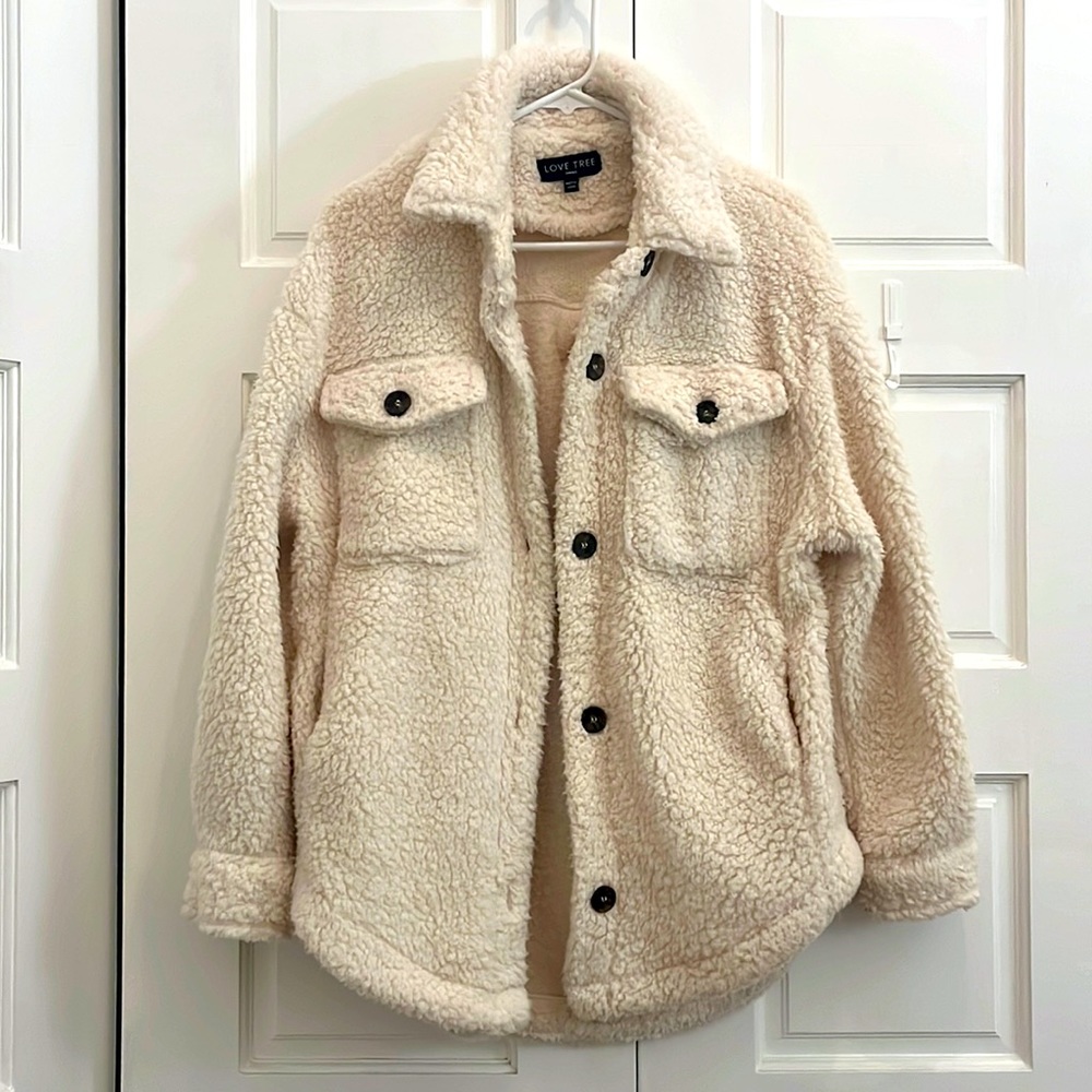 Fluffy cream teddy jacket